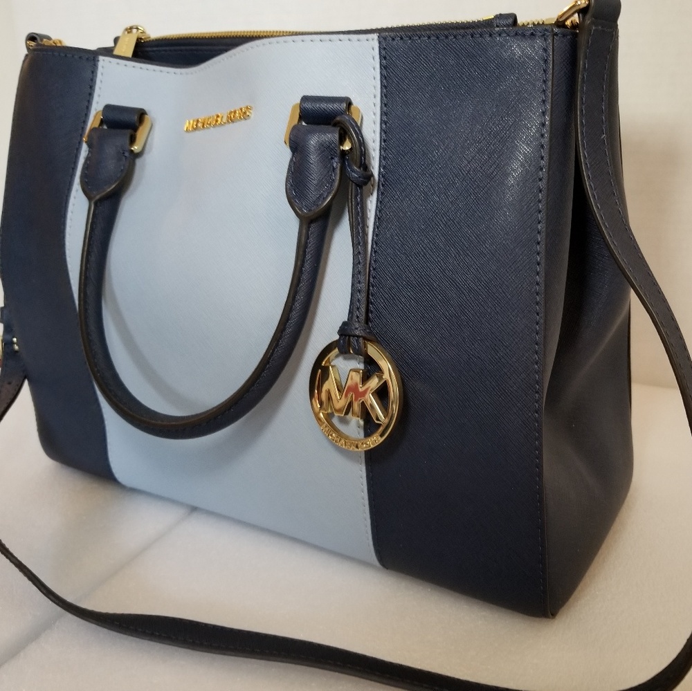 MK-Sutton Large Color-Block Leather 
Satchel